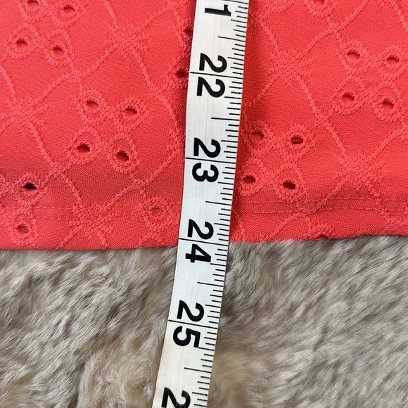 CeCe | Melon Color Eyelet Ruched Sleeve Knit Top - Picture 5 of 9